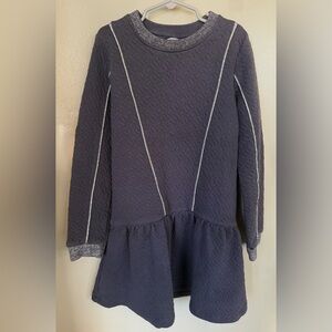 Minymo Organic Quilted Cotton LS Dress Little Girl’s 10 M Blue Silver Holiday